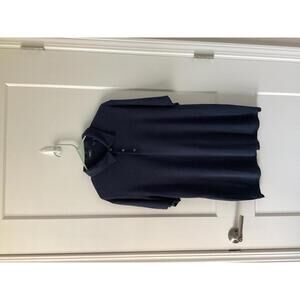 Theory Men's Polo Shirt XL Navy Blue Knit Short Sleeve Button Soft Stretch